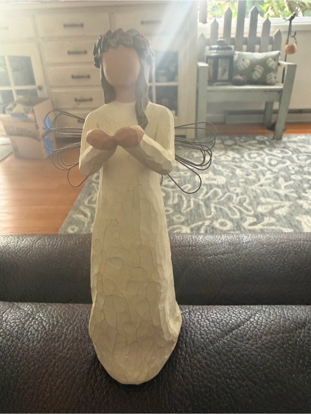 Willow Tree Cream and Brown Wire-Wing Angel Figurine